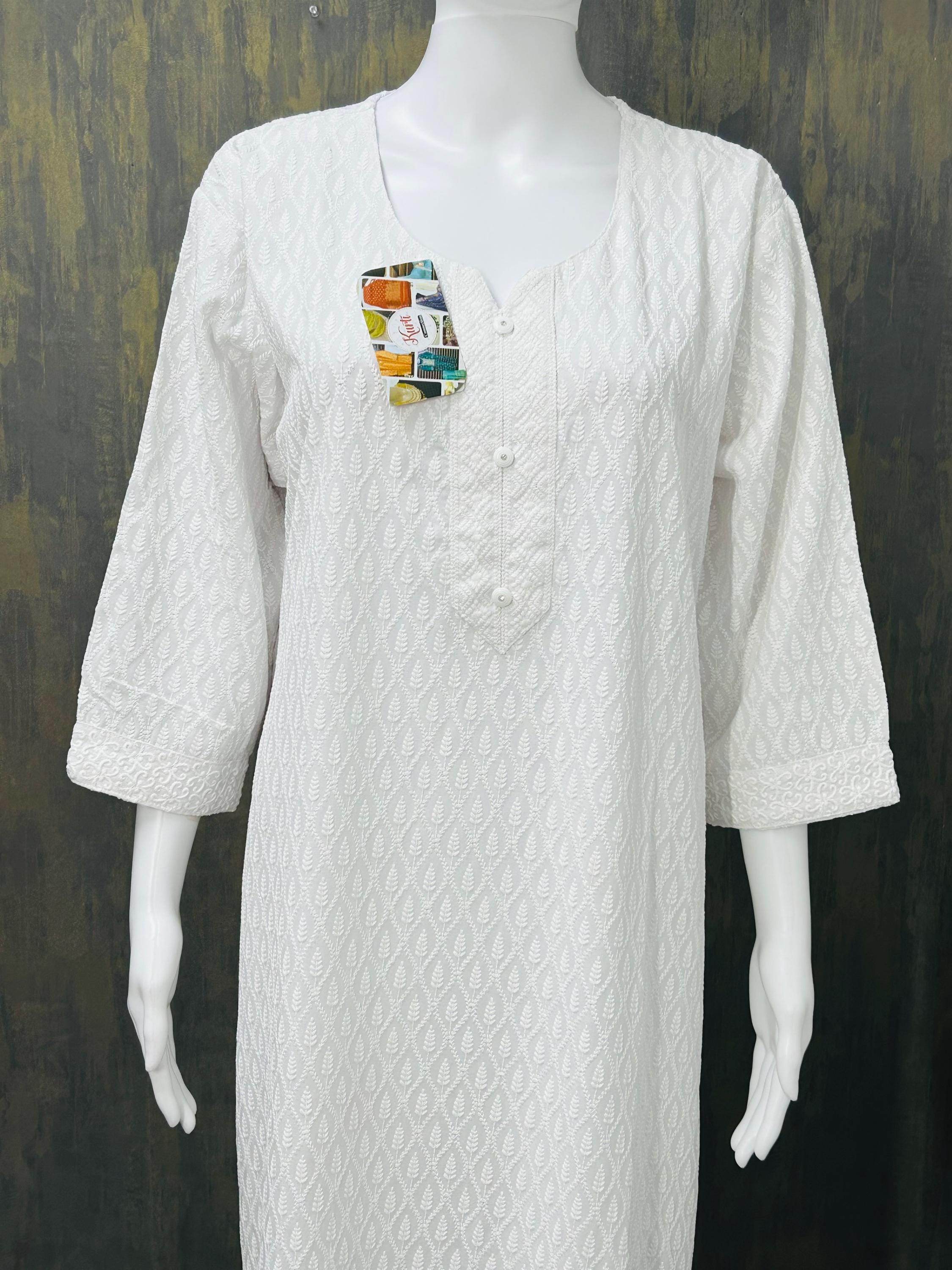 White chikankari kurti