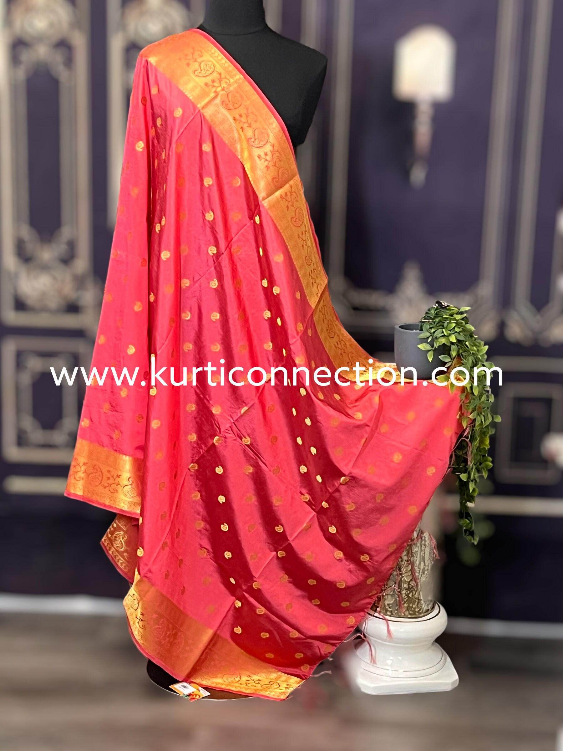 Et9030 silk dupatta | dark peach dupatta