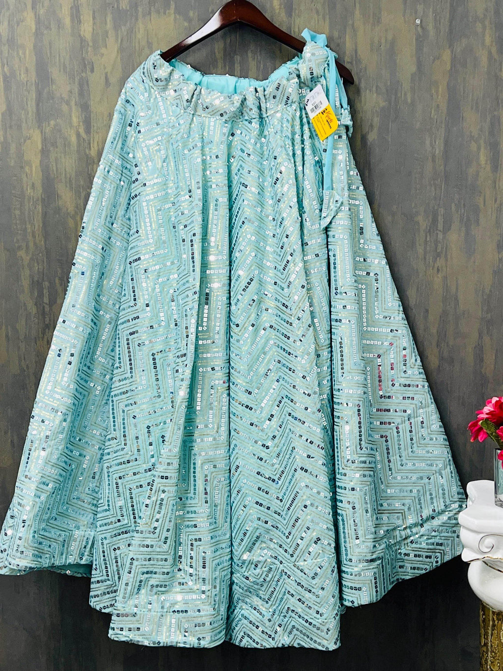 Sequin Lehenga | light blue