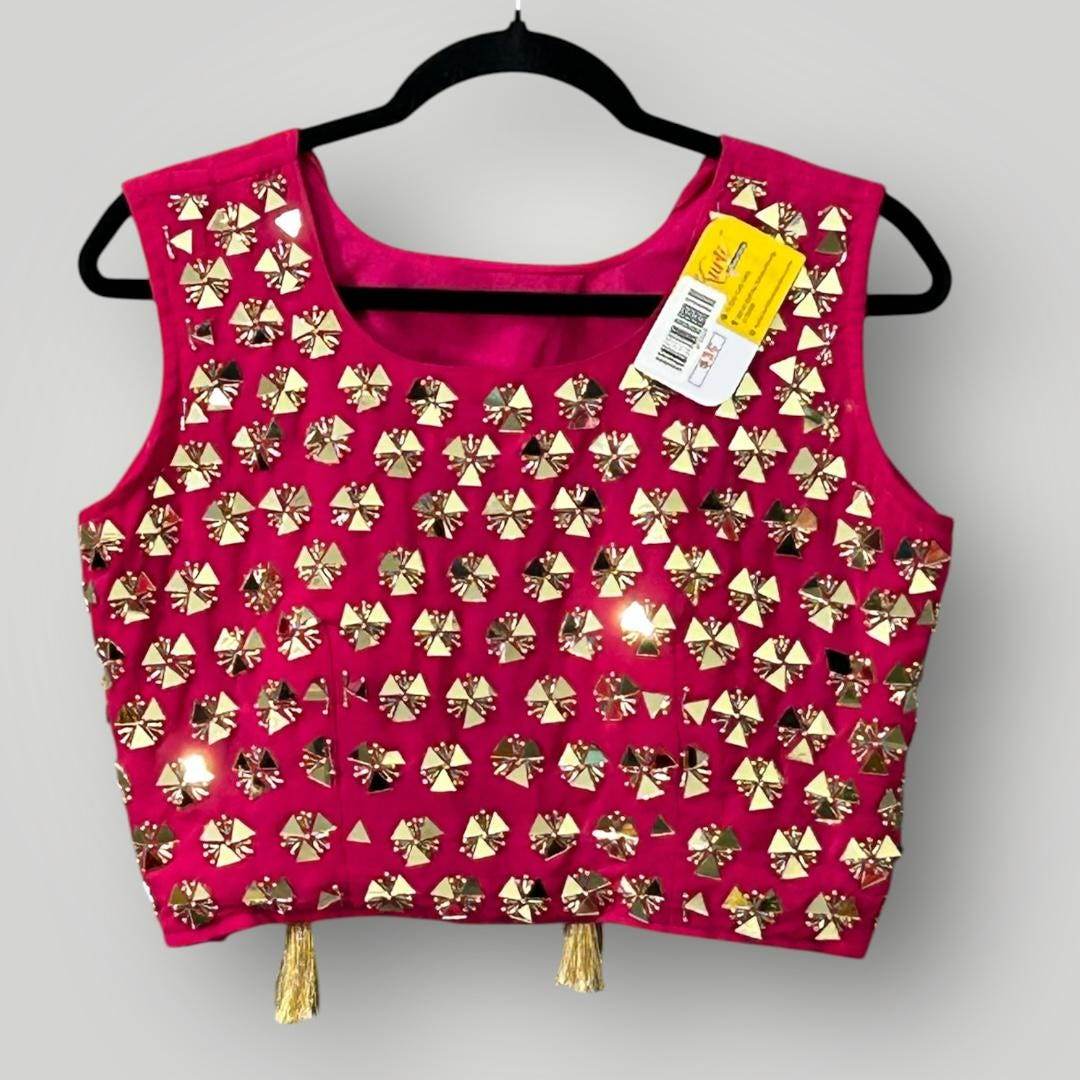 Mirror work Blouse with side zipper