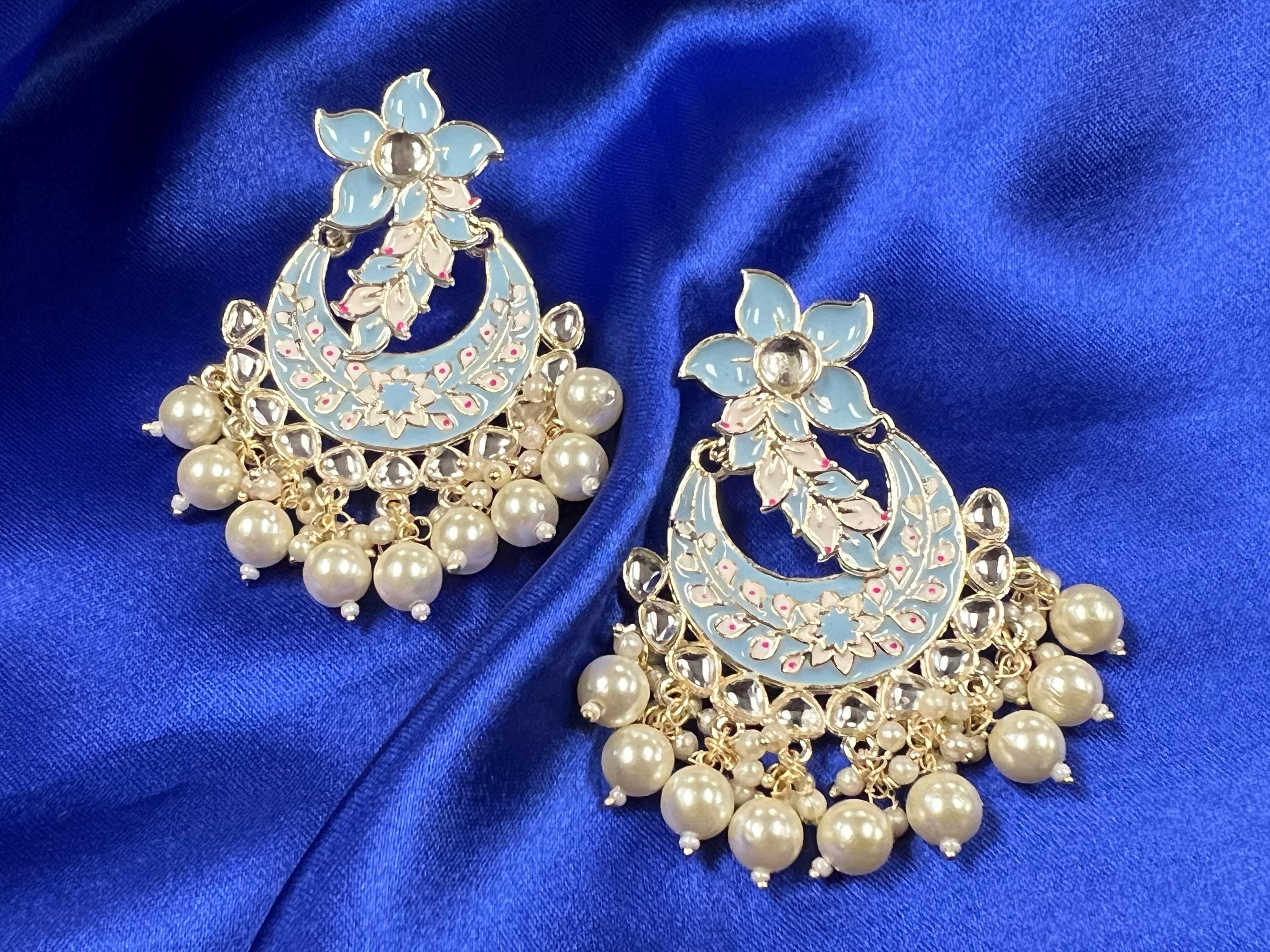 Light blue earrings | chandbali