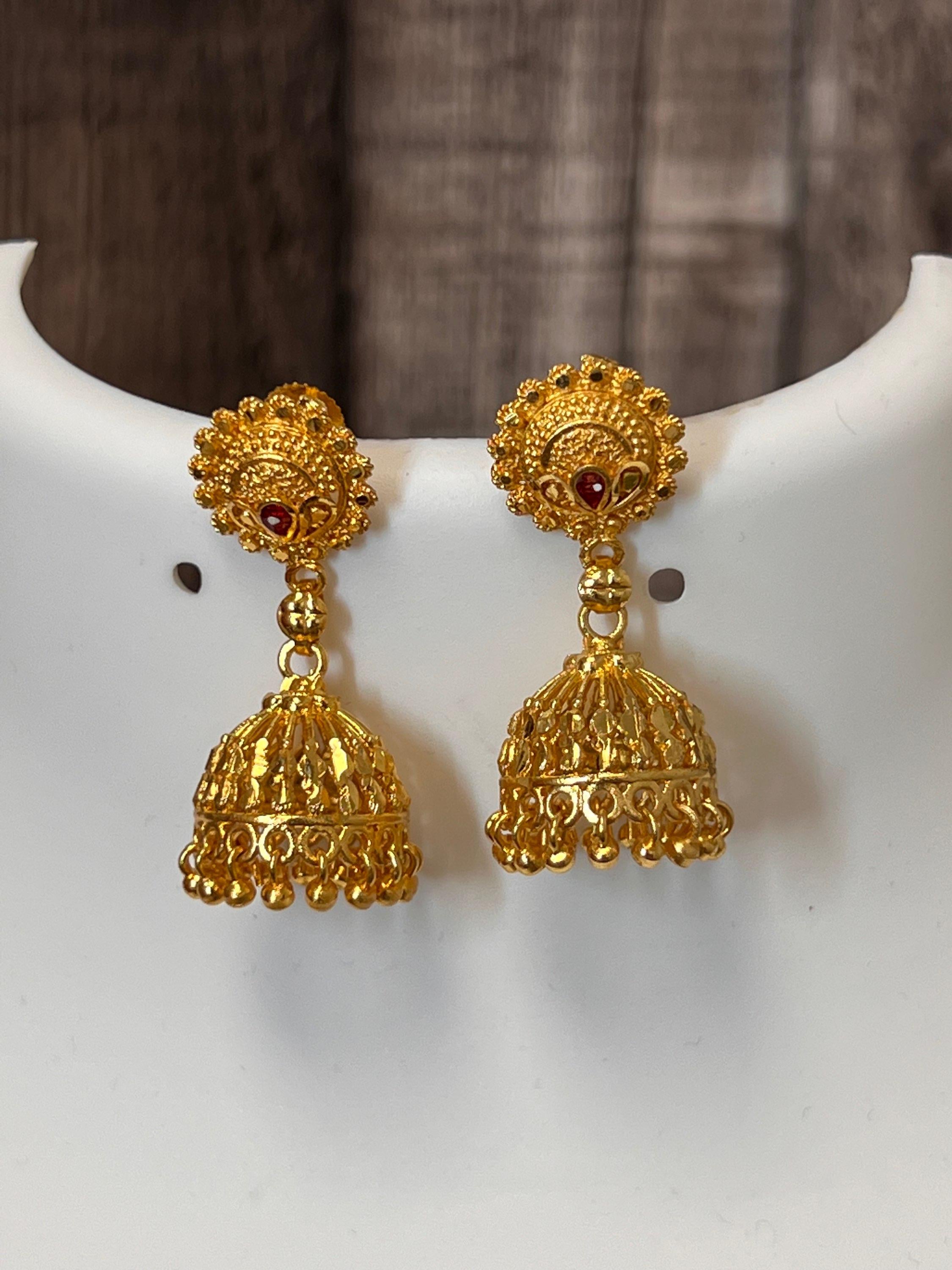 Golden jhumki | screw back