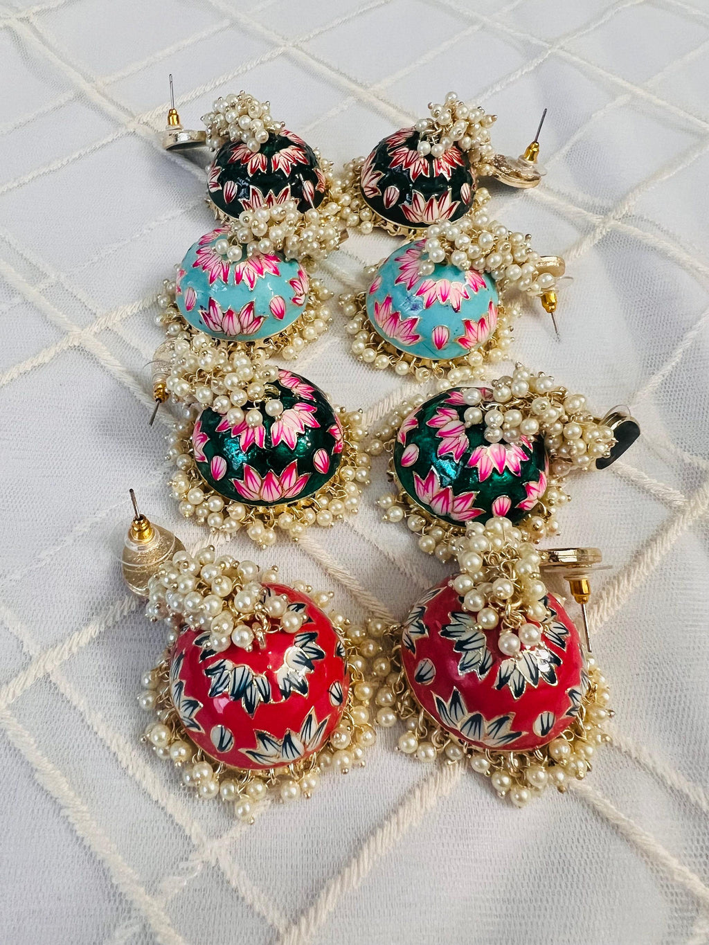 Meenakari jhumki, long jhumki