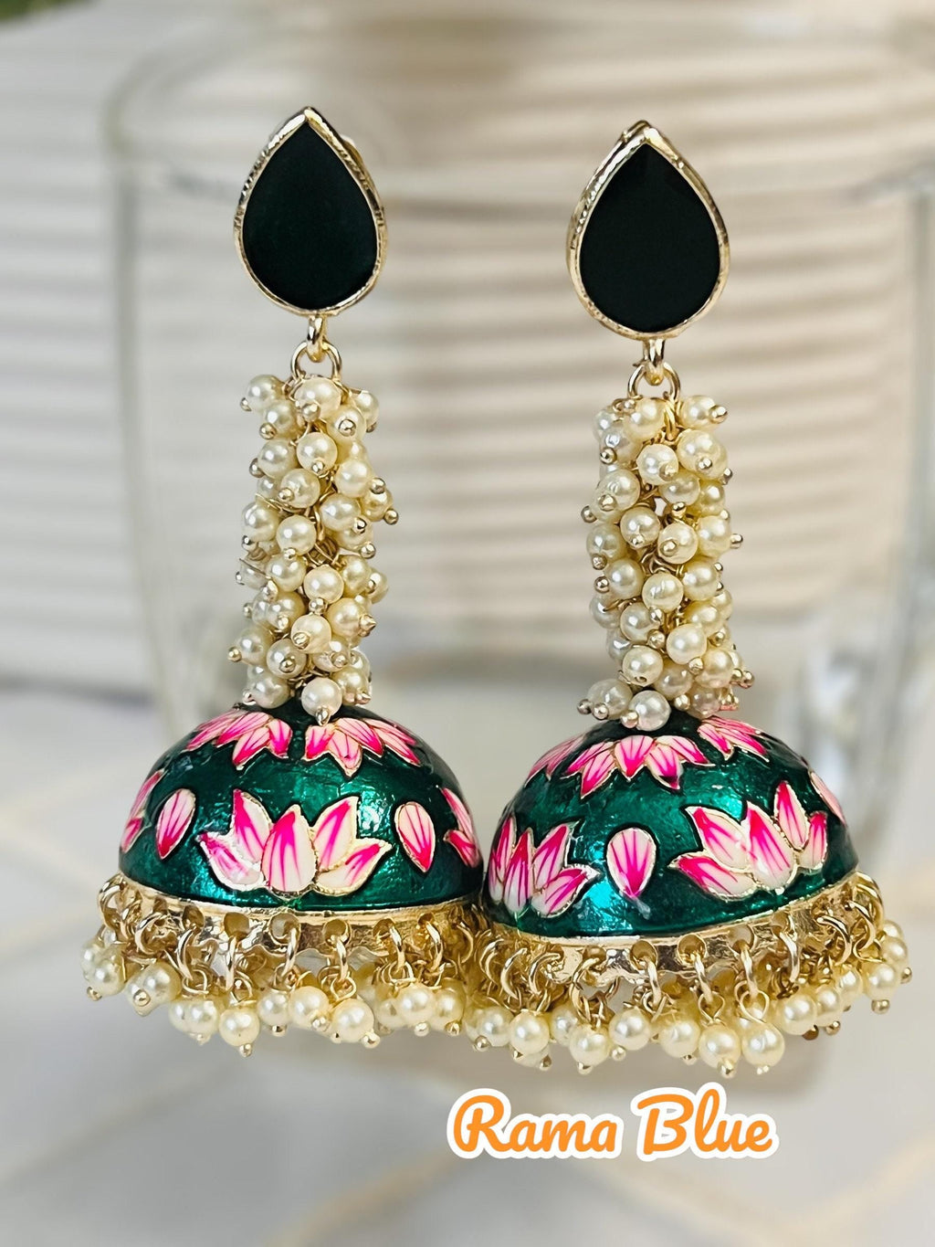 Meenakari jhumki, long jhumki