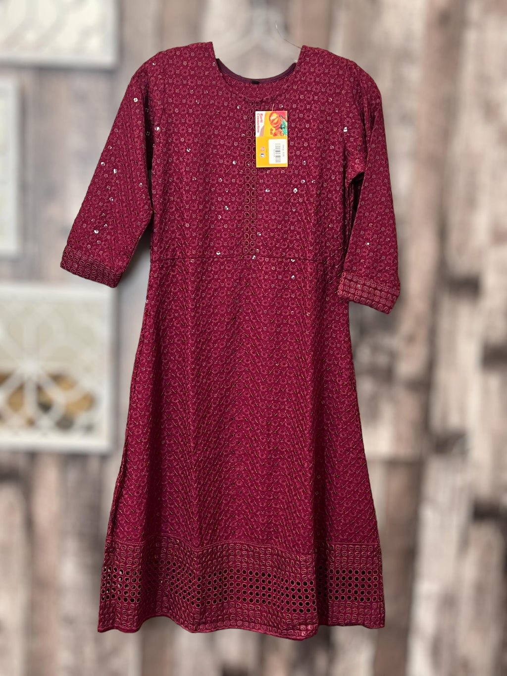 Chikankari kurtis for kids : wine color