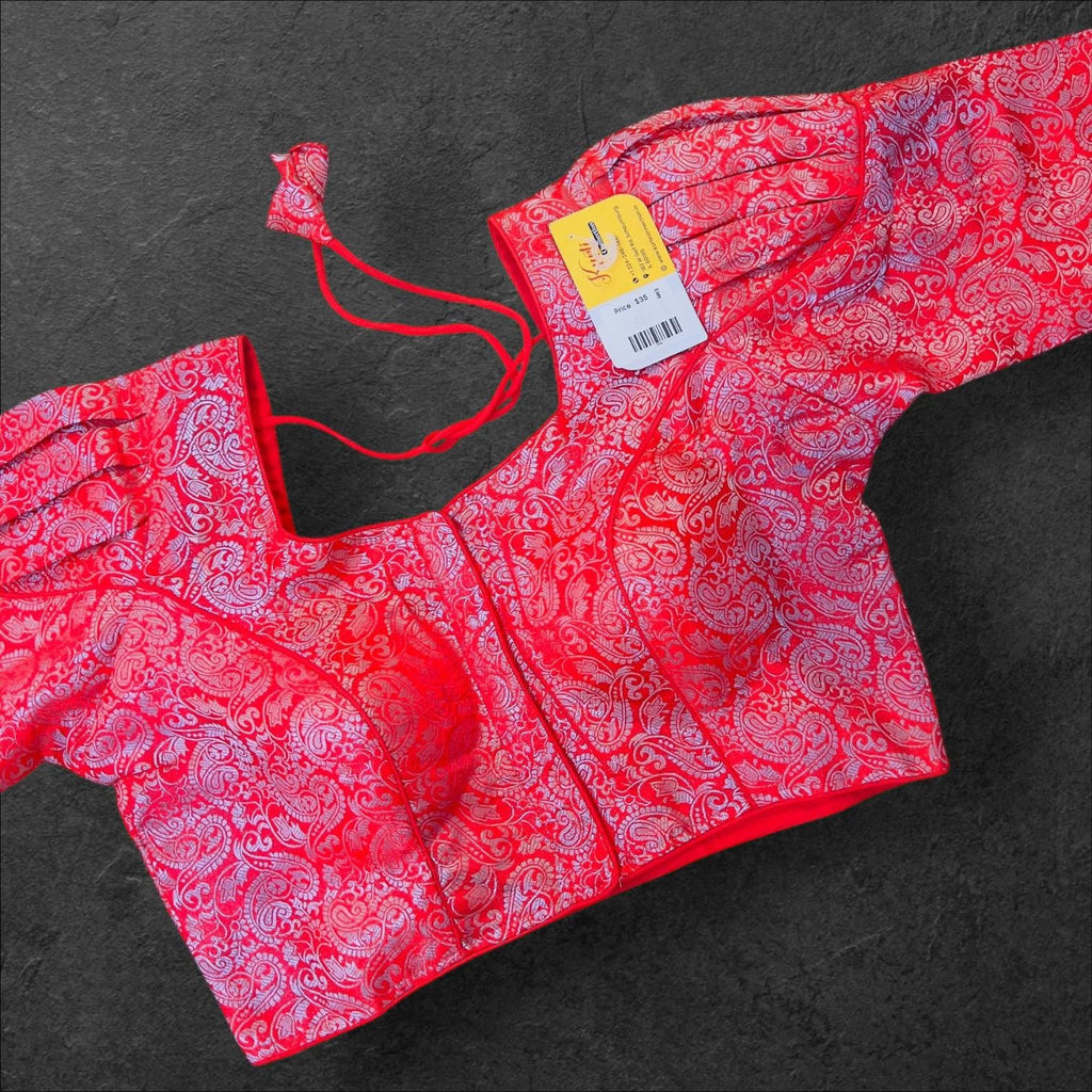 Red- Silver readymade blouse