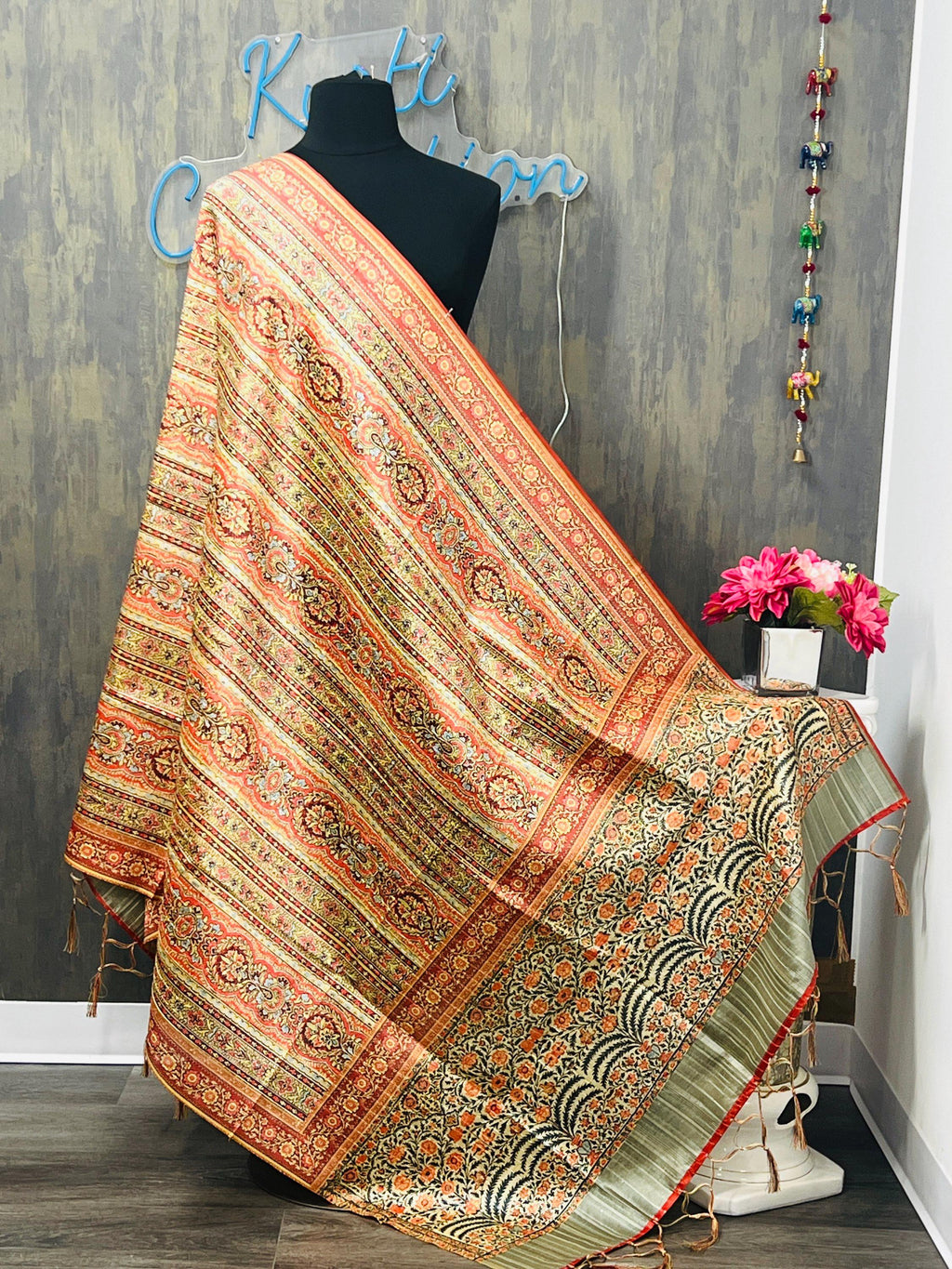 Digital print silk dupatta