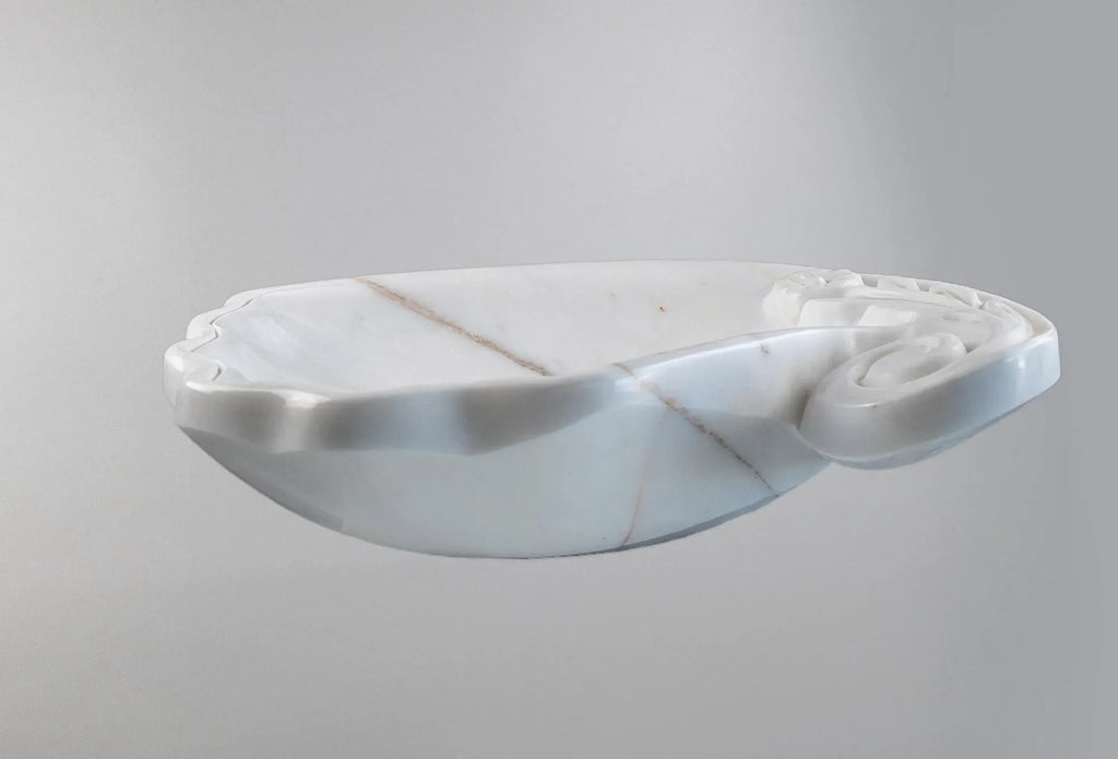 Marble Vessel Sink | Hand-Carved Natural Stone Bathroom Basin  | Luxury Floral Design Vanity
