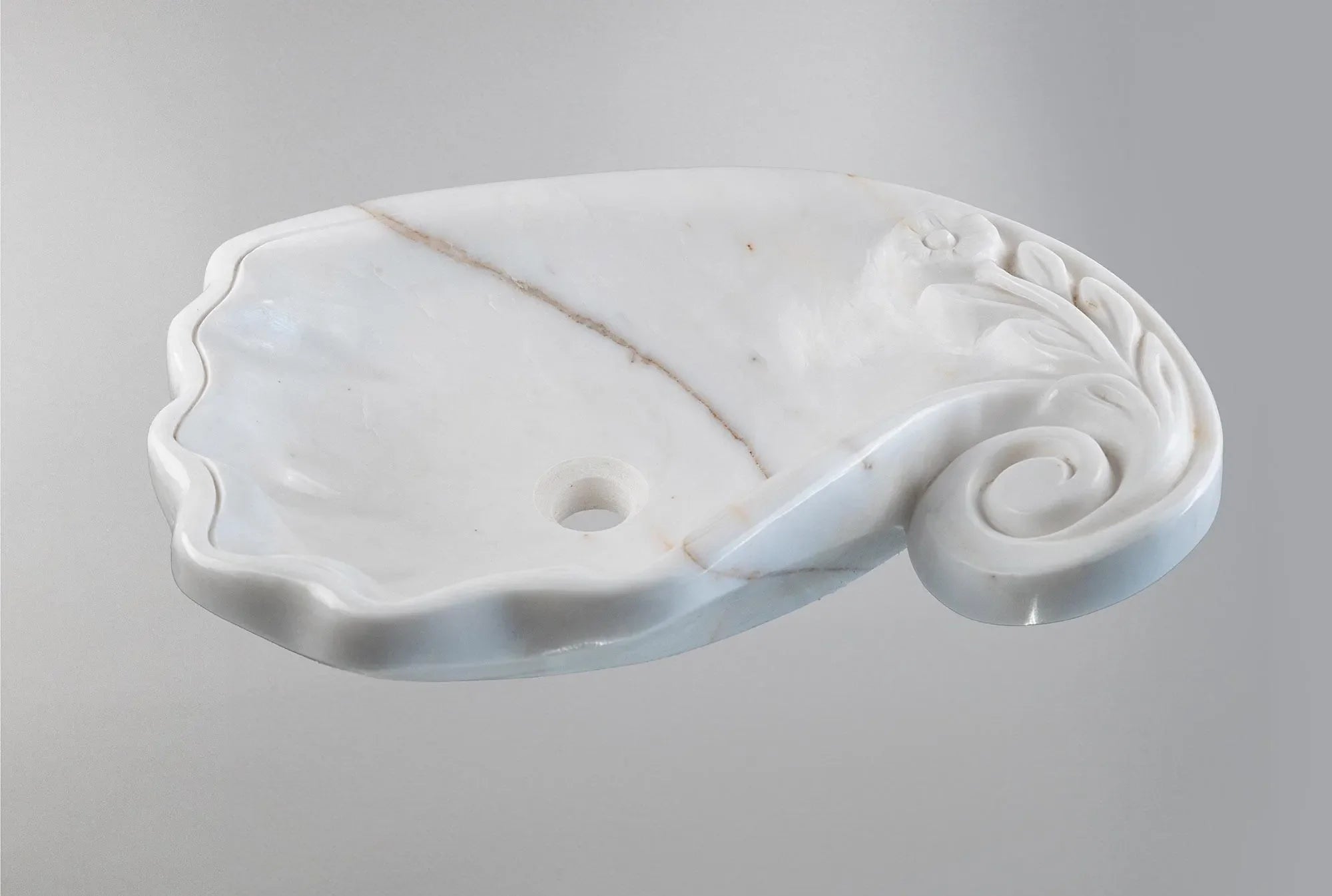 Marble Vessel Sink | Hand-Carved Natural Stone Bathroom Basin  | Luxury Floral Design Vanity