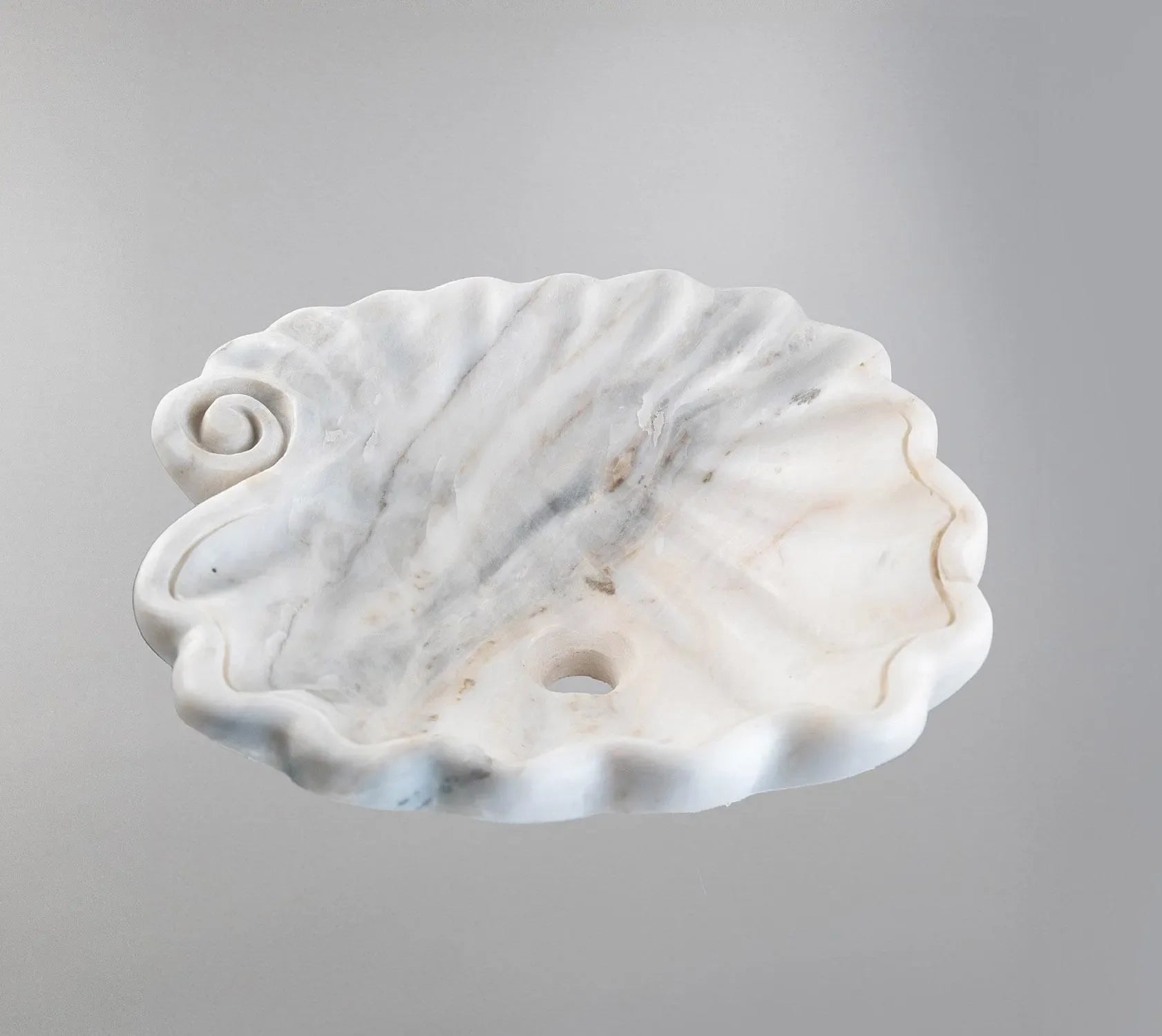 Luxury Marble Vessel Sink – Hand-Carved Shell Design Natural Stone Bathroom Basin