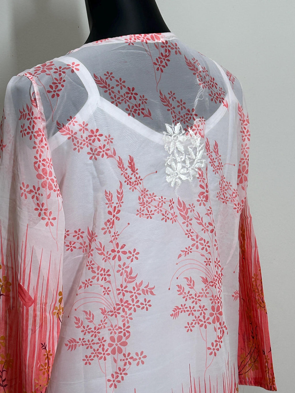 Chikankari short kurti with spaghetti inner | georgette top