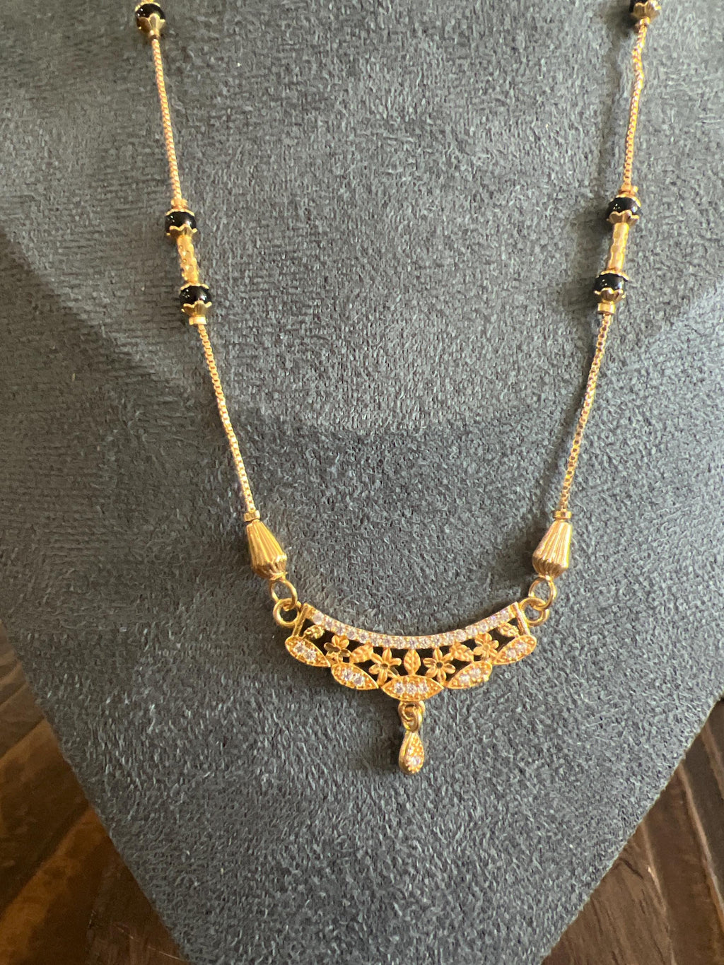 Gold Plated Black Beads Mangalsutra Necklace for Women | Minimal Indian Jewelry | Long Chain Everyday Ethnic Wear