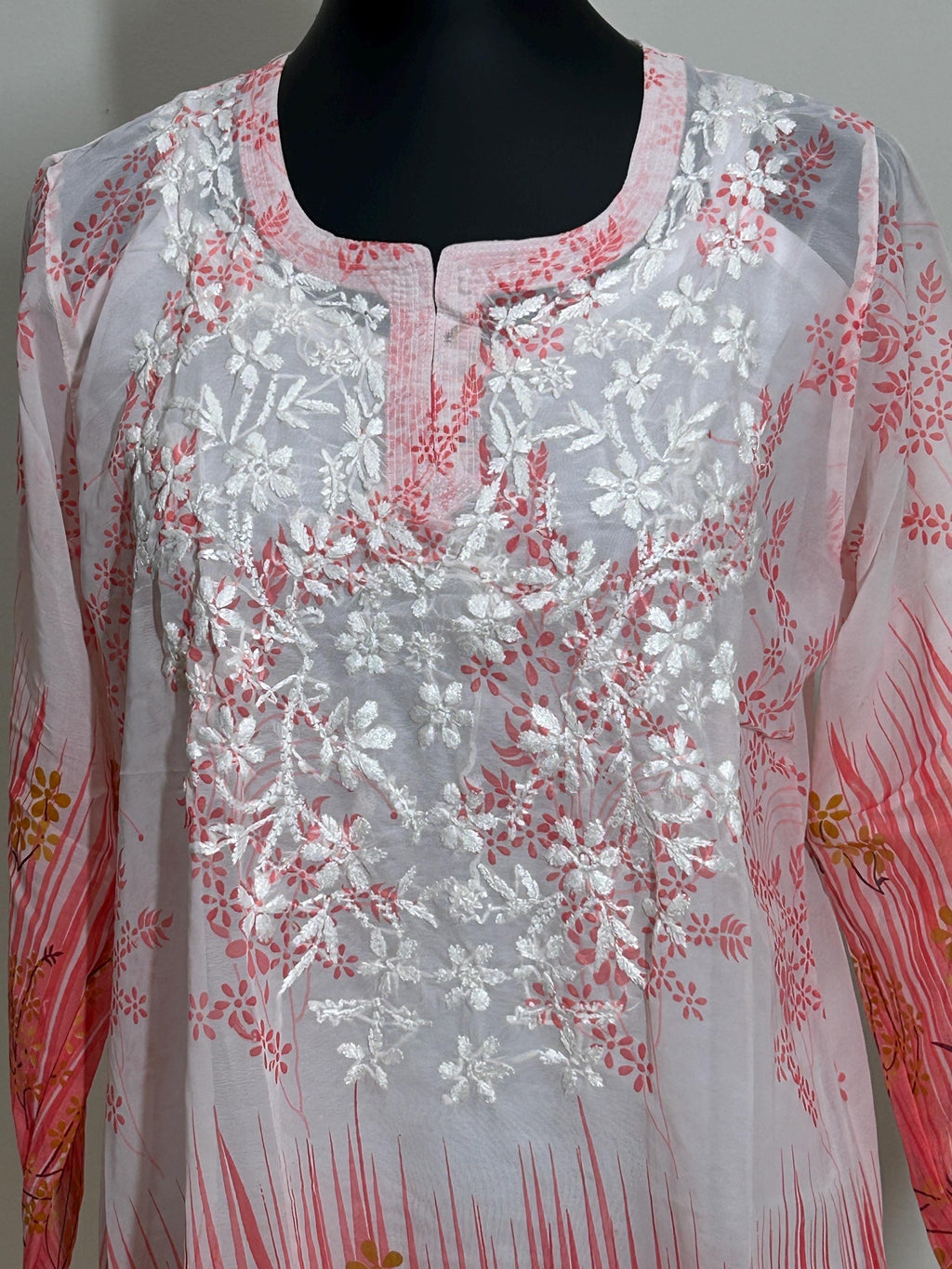 Chikankari short kurti with spaghetti inner | georgette top