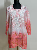 Chikankari short kurti with spaghetti inner | georgette top