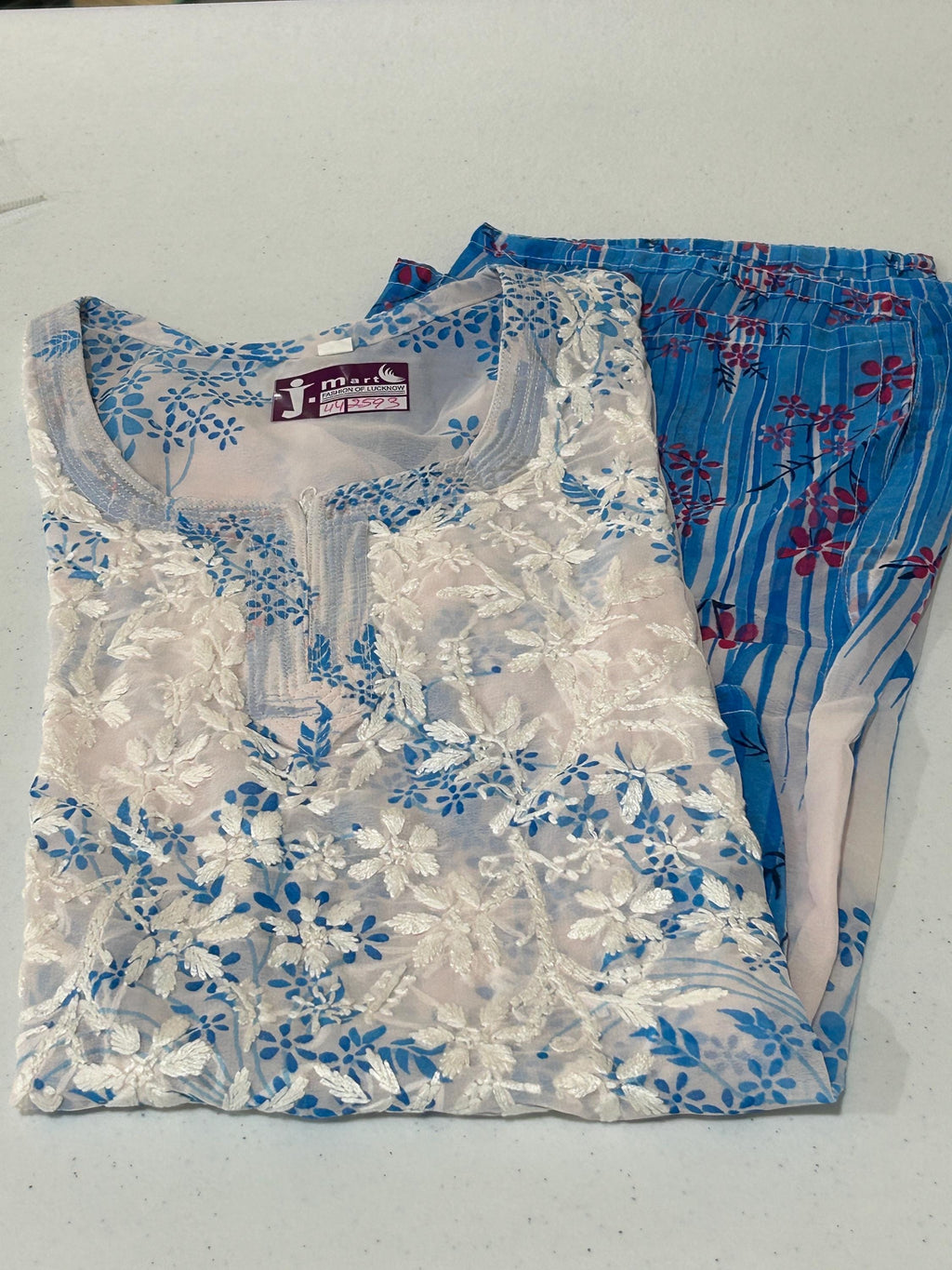 Chikankari short kurti with spaghetti inner | georgette top
