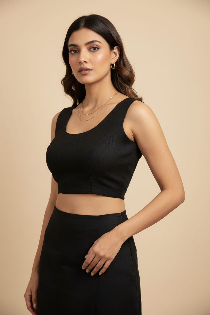 Black sleeveless blouse