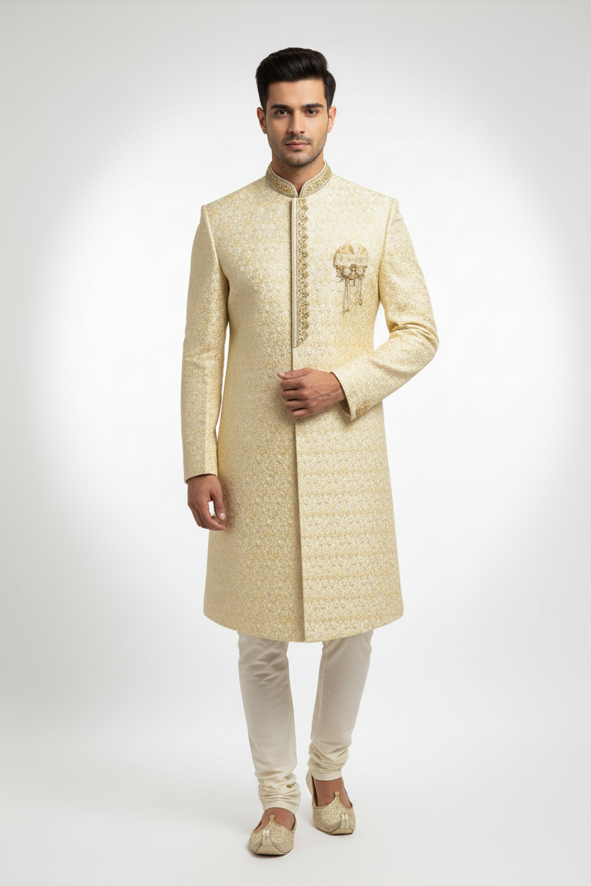 Off white sherwani set / men’s kurta
