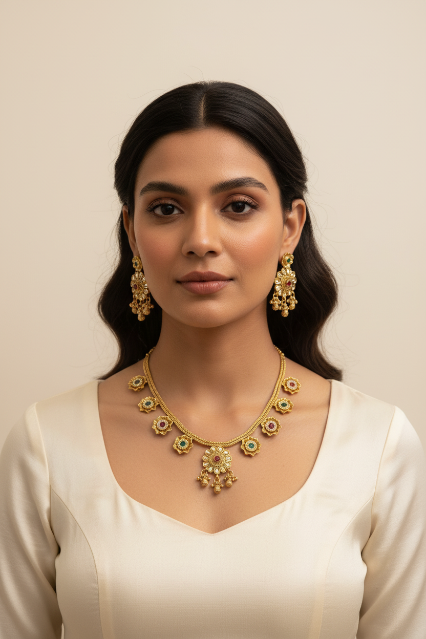 Gold polished necklace set