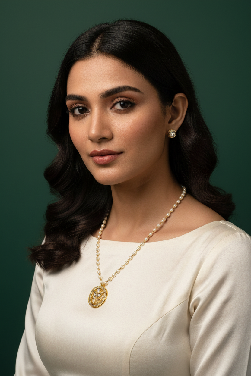 Lightweight pearl Kundan set