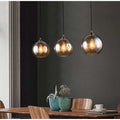 Bepuzz Plug in Glass Pendant Light Mid Century Ceiling Pendant Light Fixtures Globe Glass Shade Hanging Light Fixtures Single Hanging Pendant Lamp for Bedroom Living Room Hallway Foyer (Amber)