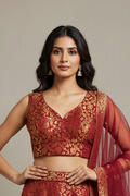 Maroon brocade blouse
