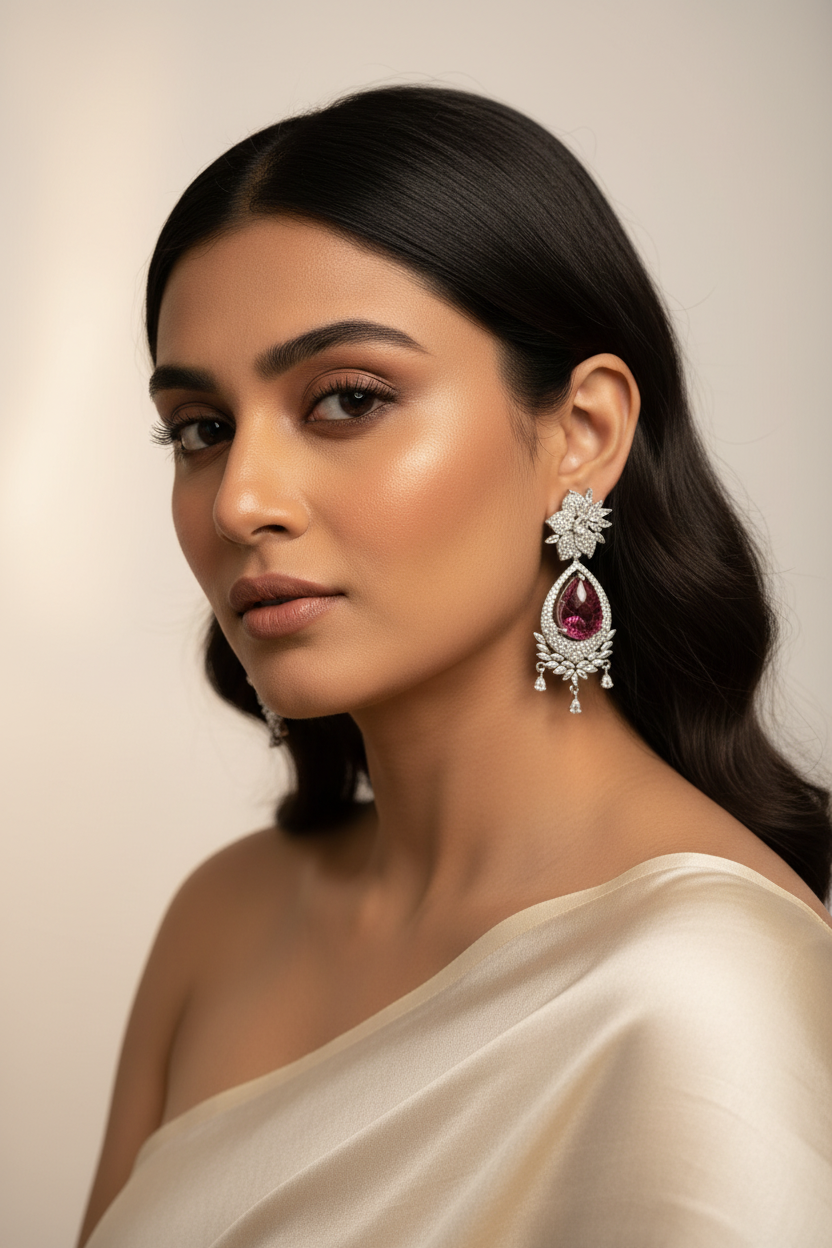Pink stone earrings
