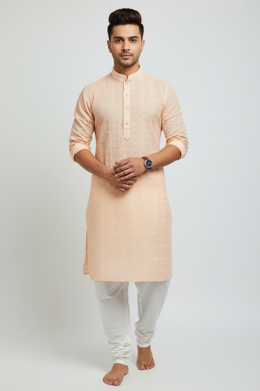 Soft cotton chikankari kurta pajama / mens kurta