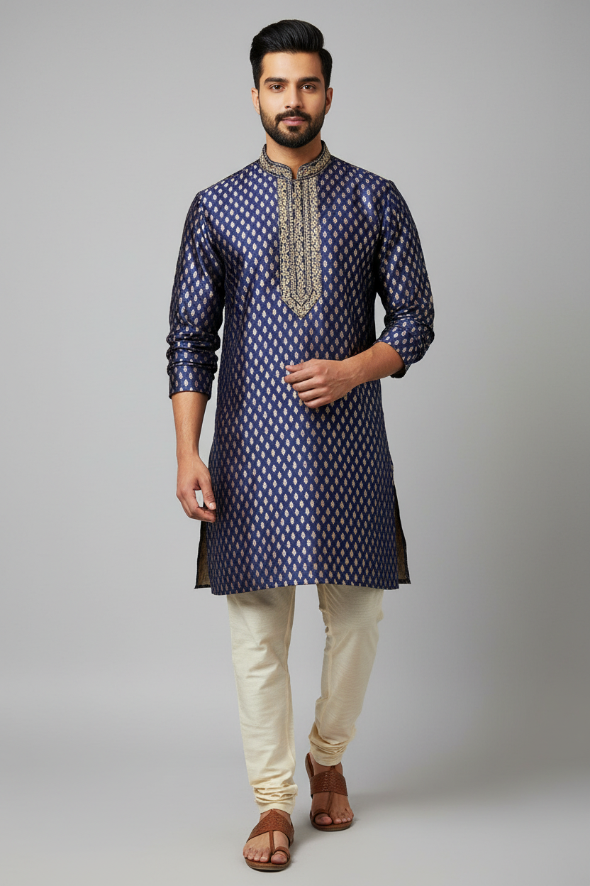 Silk short kurta for men
