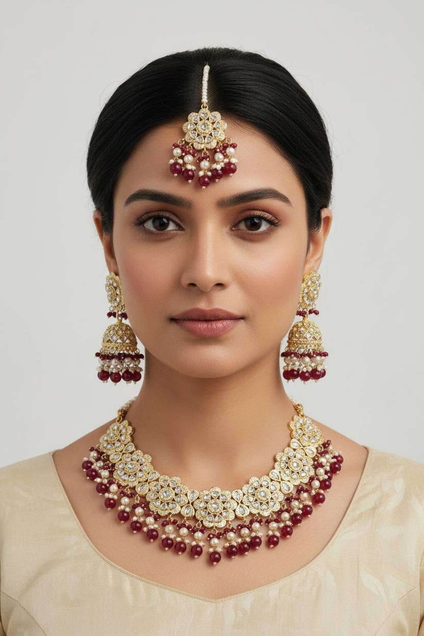 Maroon necklace set