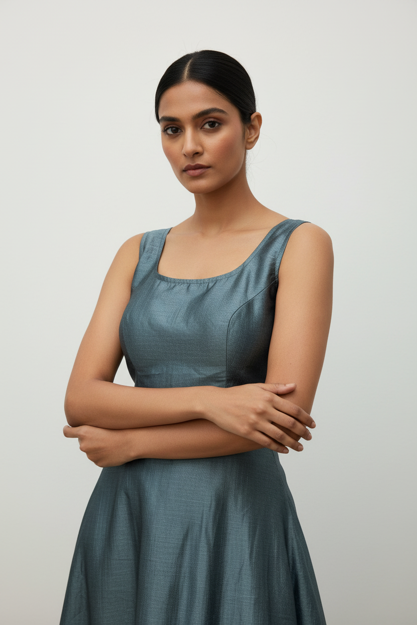 Grey raw silk blouse