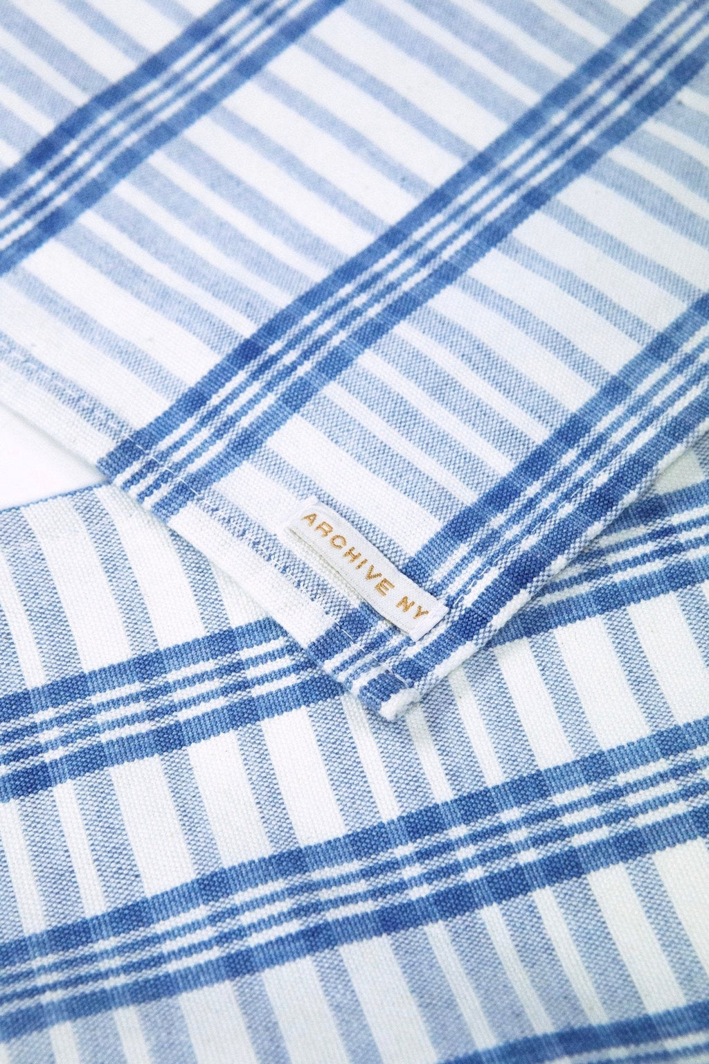 Coco Plaid Table Runner in Natural Indigo