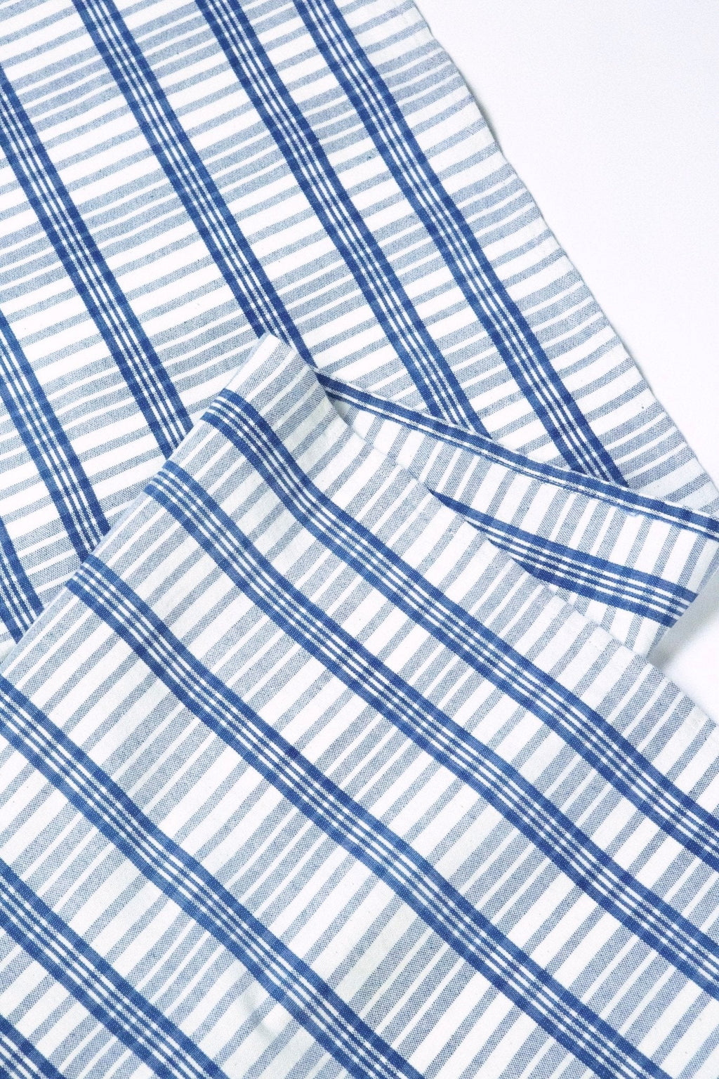 Coco Plaid Table Runner in Natural Indigo