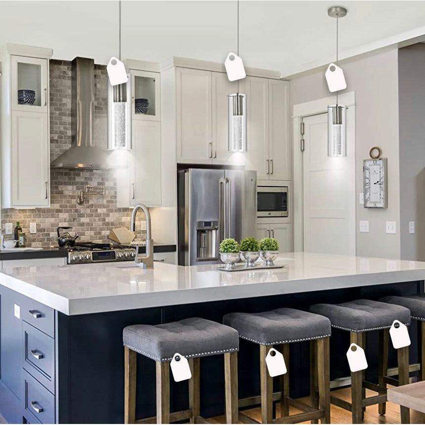 huong son Bubble Glass Pendant Lights Sand-Nickel Brushed, Mini Cylinder Pendant Light Fixture with Glass Shade, Indoor Pendant Lighting Adjustable Length, GU10 4000K LED Bulb Included, 3 Pack