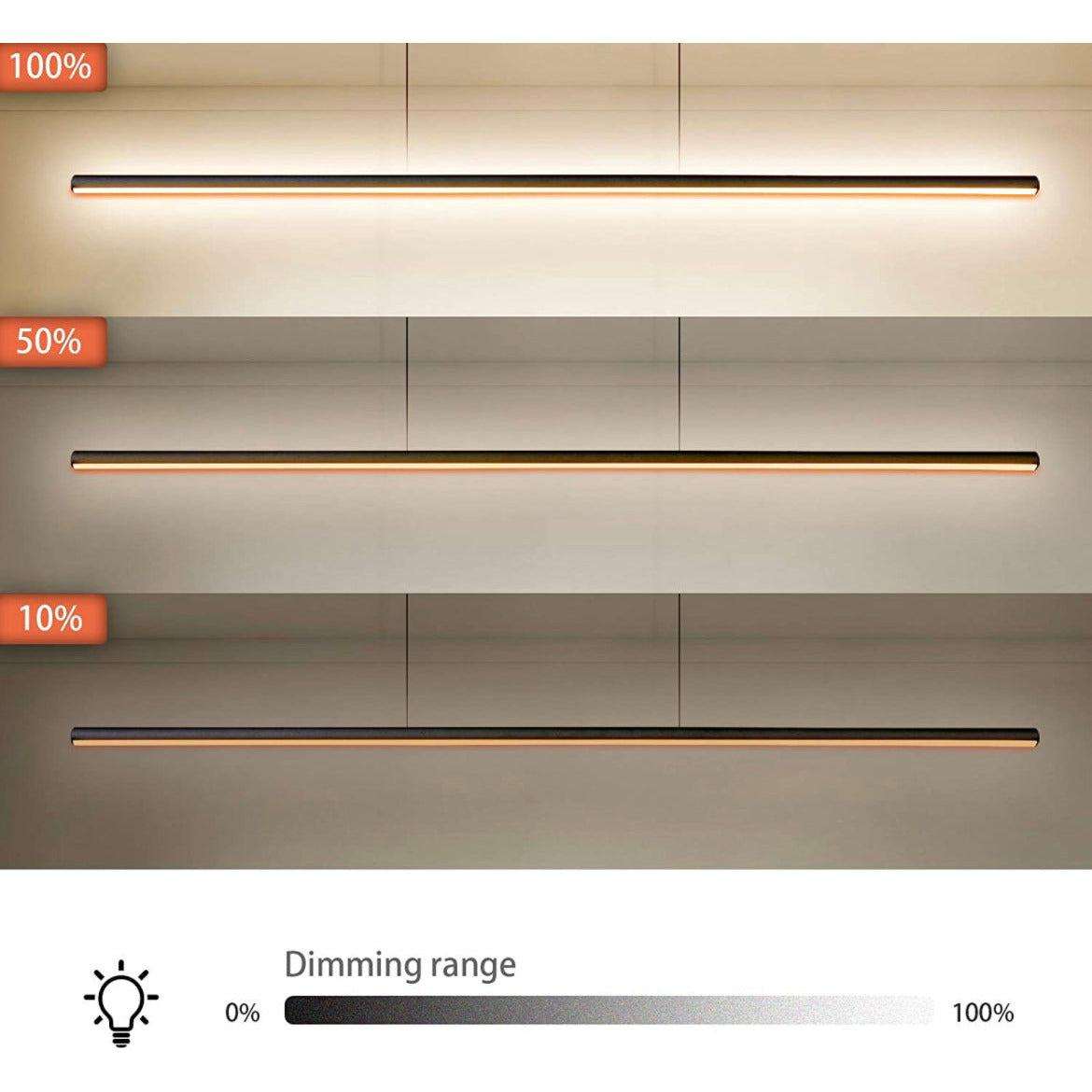 Zicbol Kitchen Island Pendant Lighting 40.94 Inch Linear Light Fixture Chandelier 16W 3000K Warm Light Dimmable LED Hanging Light Fixture for Dining Room, Kitchen, Breakfast Bar, Living Room Black