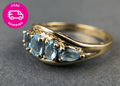 Vintage 10k Gold Ring with 5 Blue Topaz Stones