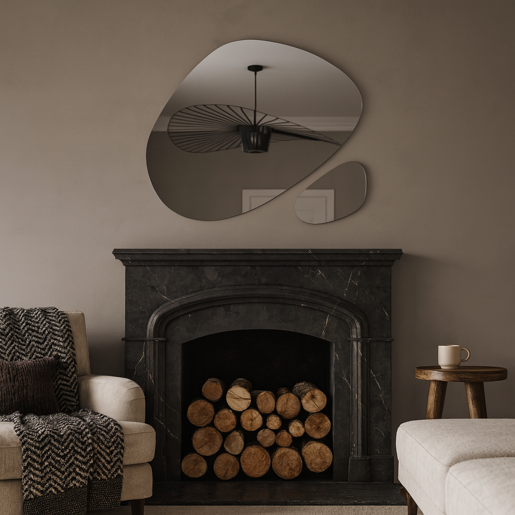 Modern Wavy Mirror Set – Asymmetrical Wall Mirror Duo, Irregular Organic Shape Bathroom Mirror Decor