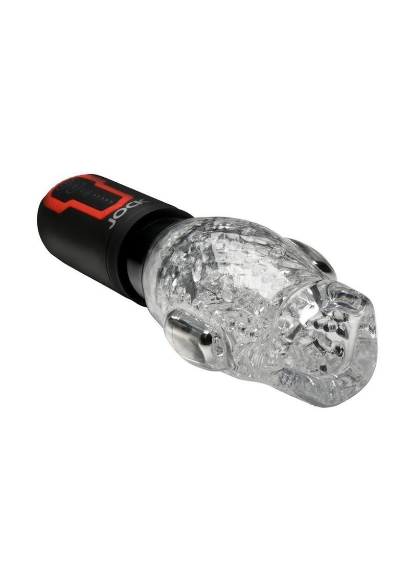 Jock Spinning and Thrusting Rechargeable Masturbator with 2 Bullets