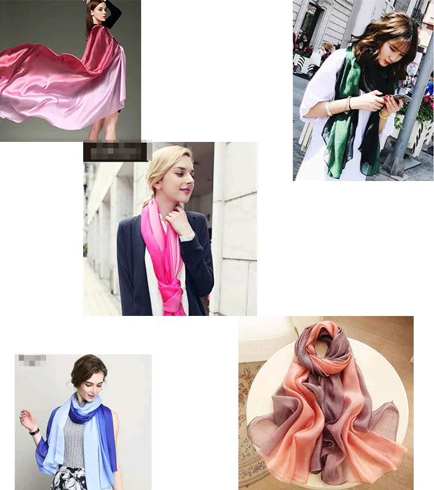 New Gradient Silk Scarf for Sun Protection