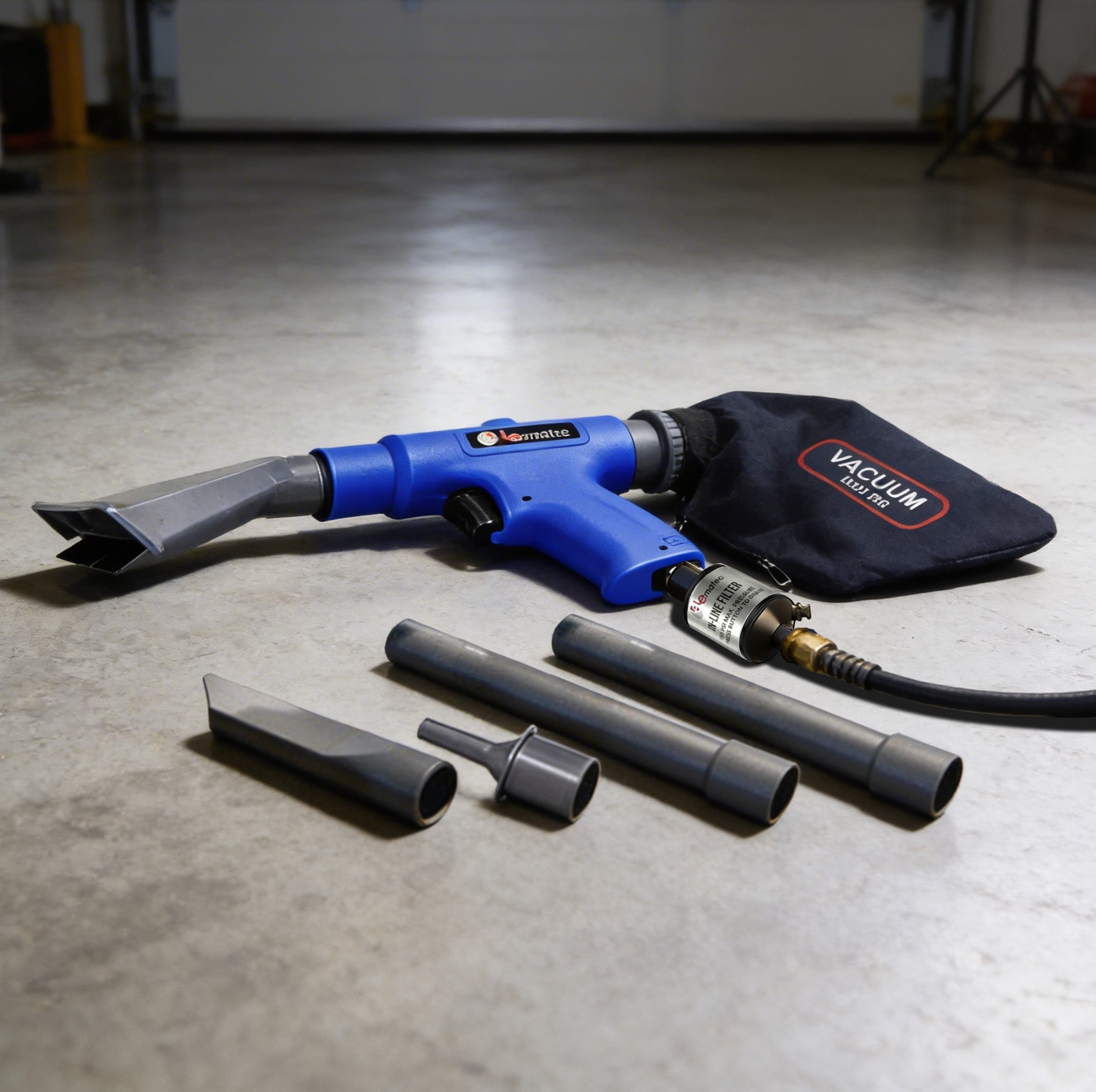Professional 2-in-1 Air Compressor Vacuum & Blower Kit - 150 PSI Heavy-Duty Pneumatic Cleaning Tool with 6 Attachments