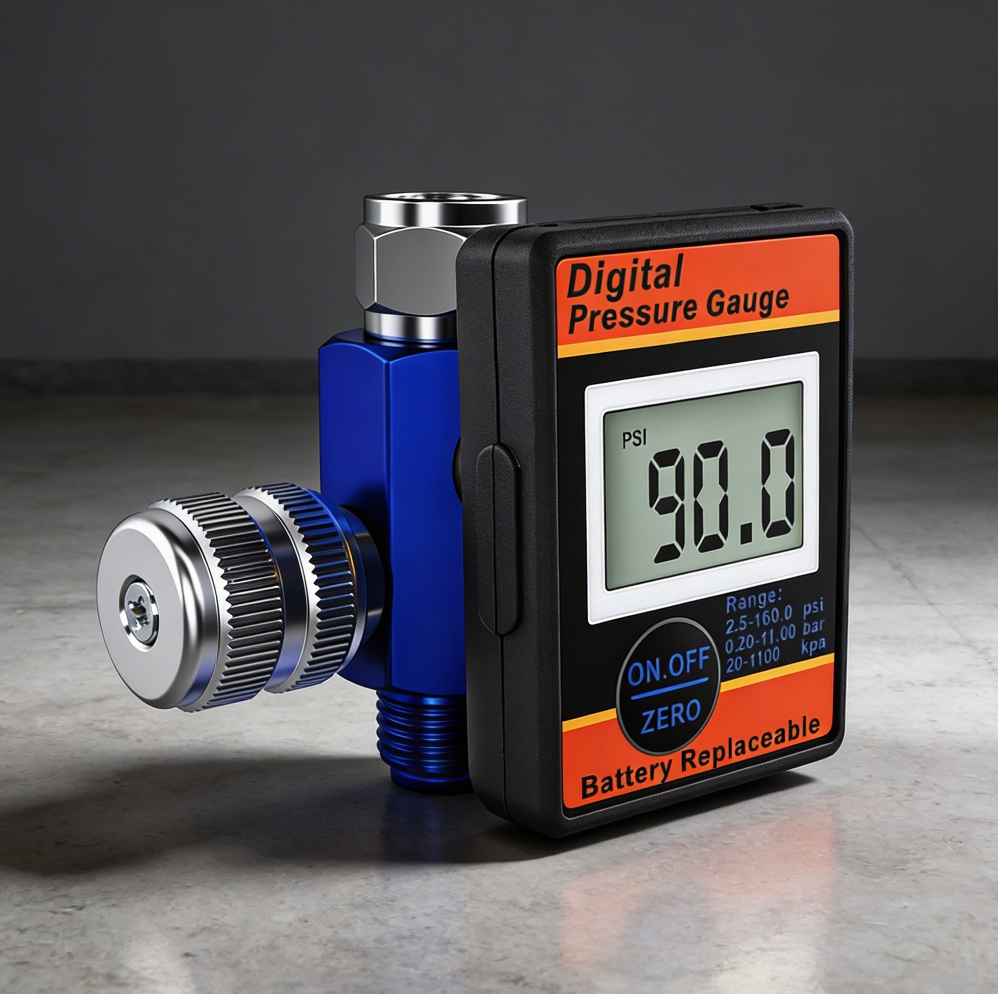 Professional Digital Air Pressure Regulator - Multi-Unit LCD Display with 160 PSI Range (DAR01B)