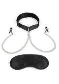Lux Fetish Collar and Nipple Clamps with Adjustable Clamps