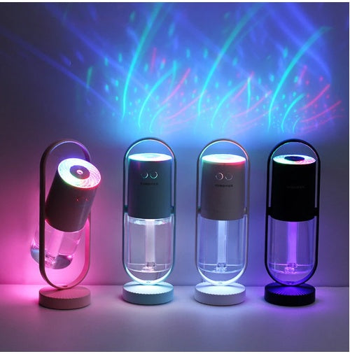 Magic Shadow USB Air Humidifier – Mini Ultrasonic Mist Diffuser with Projection Night Light for Home, Office & Car