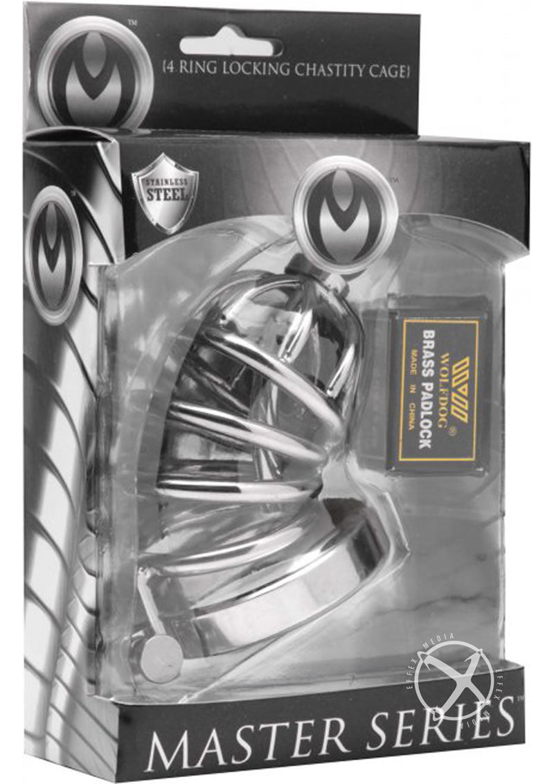 Master Series Asylum 4 Ring Locking Chastity Cage