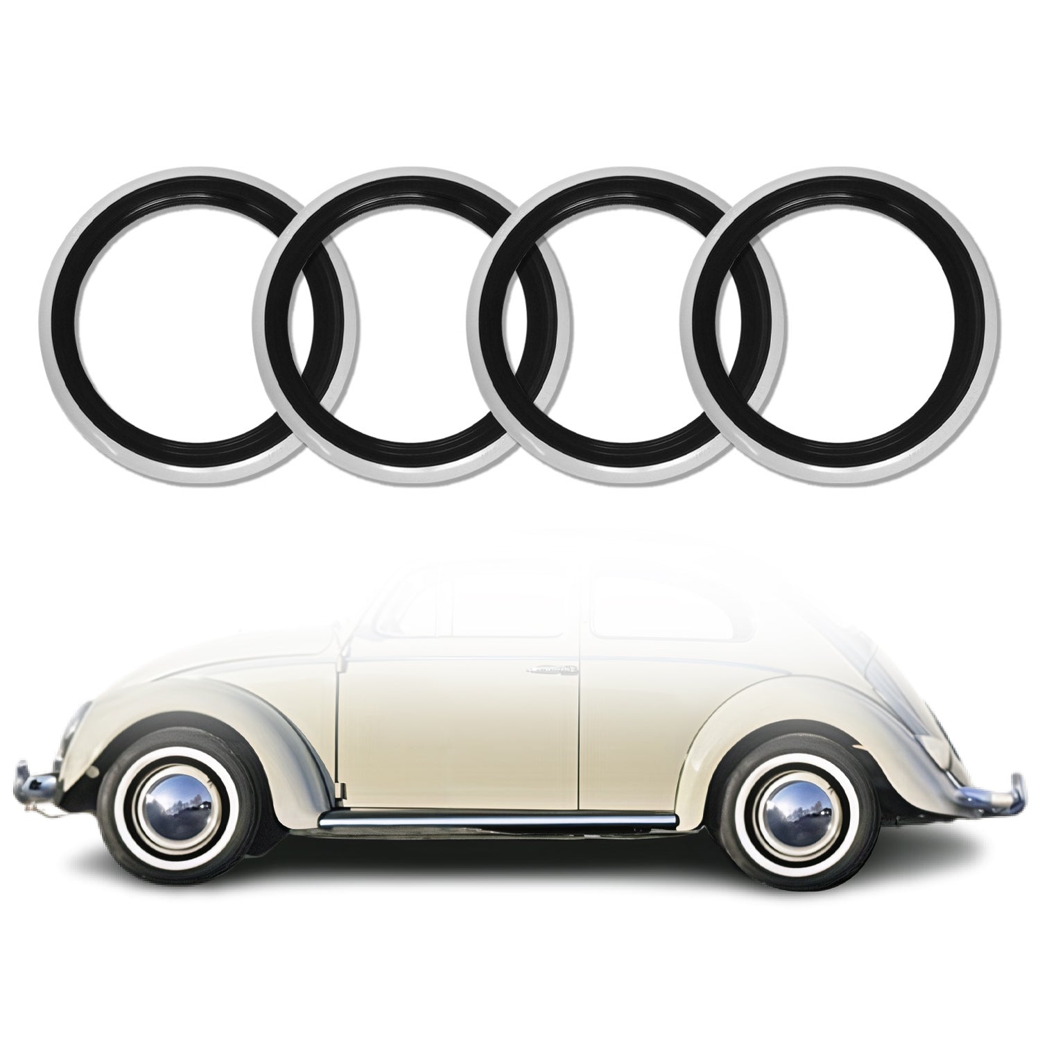 4x Portawalls Black White Wall Tire Insert 15" Rims Sidewall Set