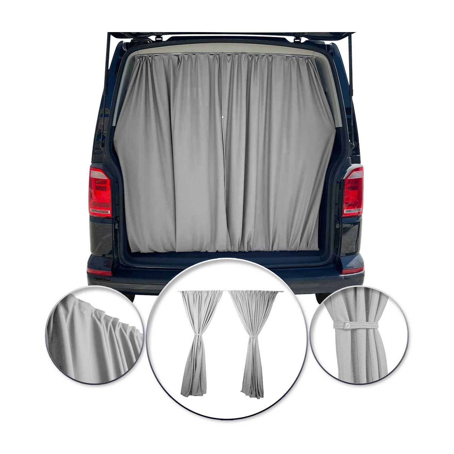 2016-2024 Mercedes Metris Trunk Tailgate Curtains Gray 2 Privacy Curtains
