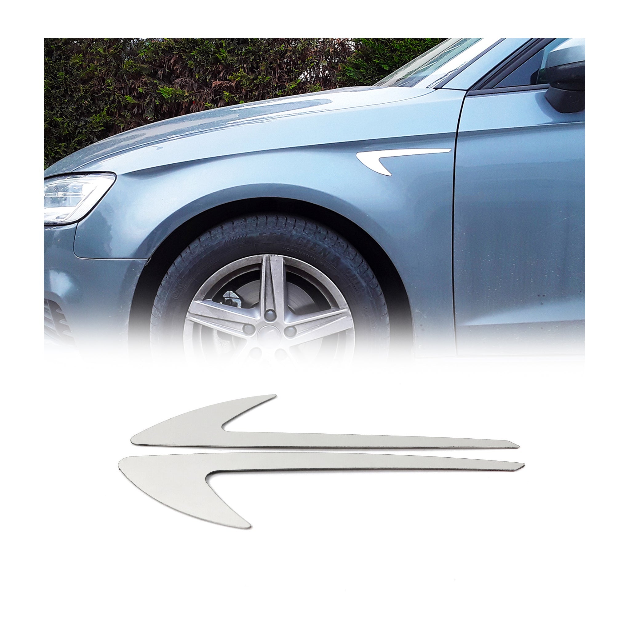 Kia Side Door Molding Trim Skirt Garnish Stainless Steel Gloss 2Pcs
