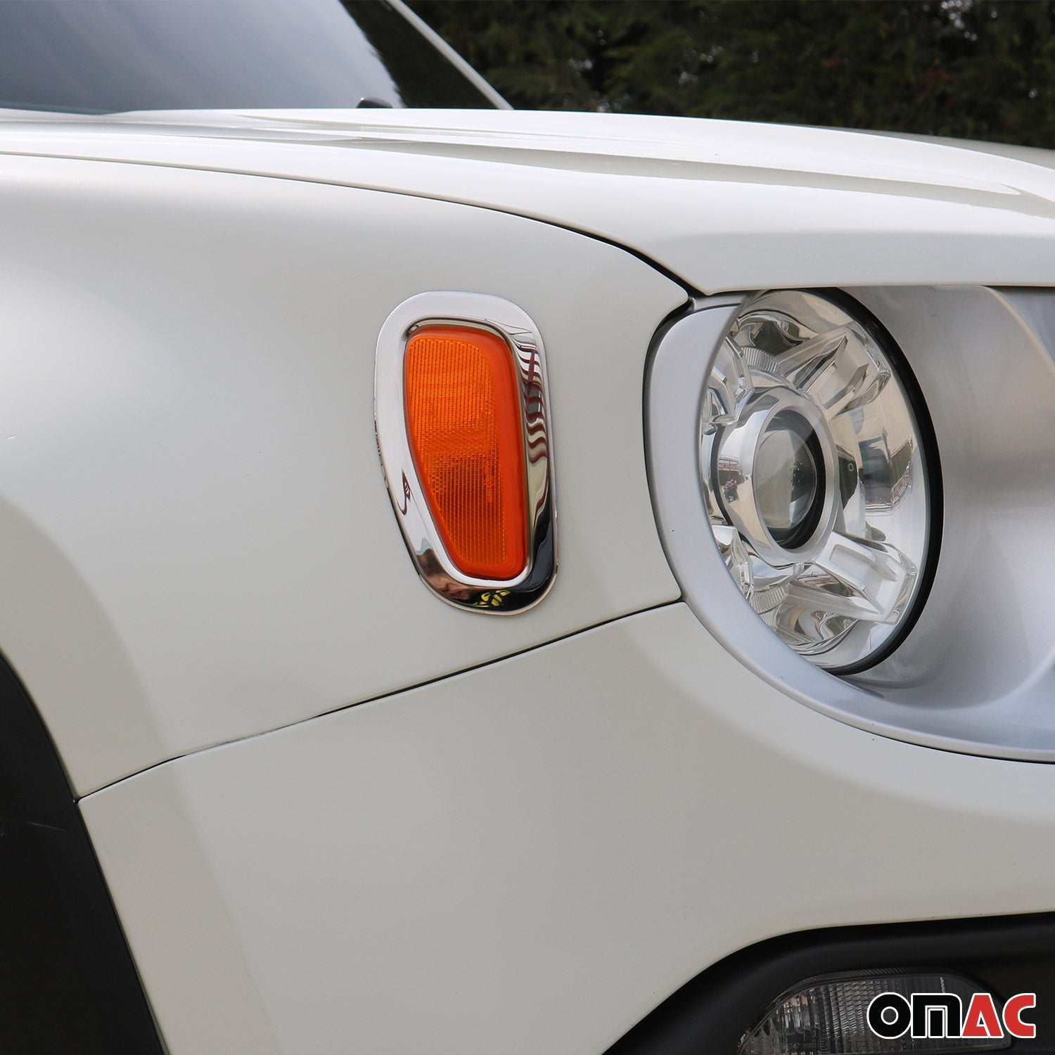 2019-2024 Jeep Renegade Side Indicator Signal Trim Cover Silver Steel 2 Pcs