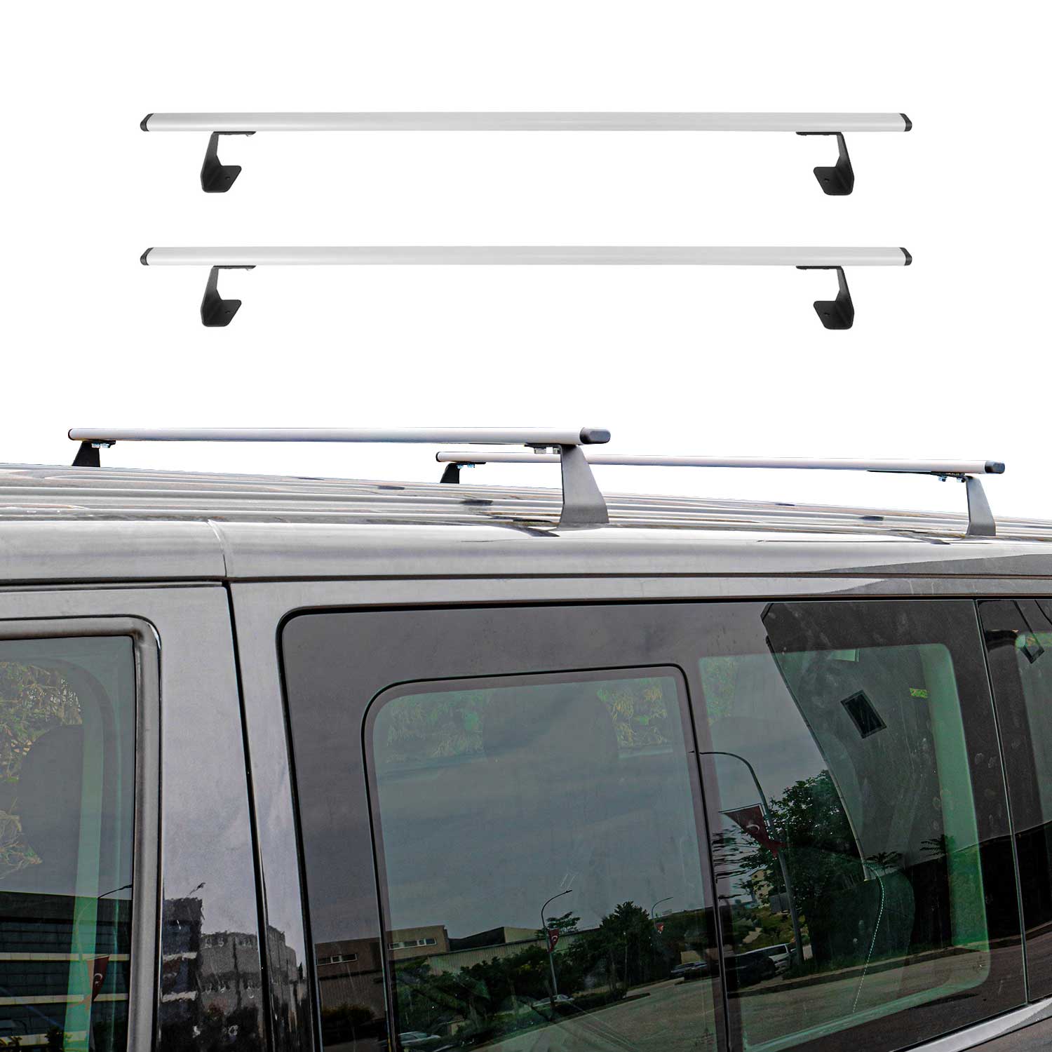 2021-2024 VW Caddy Roof Rack Cross Bars Silver