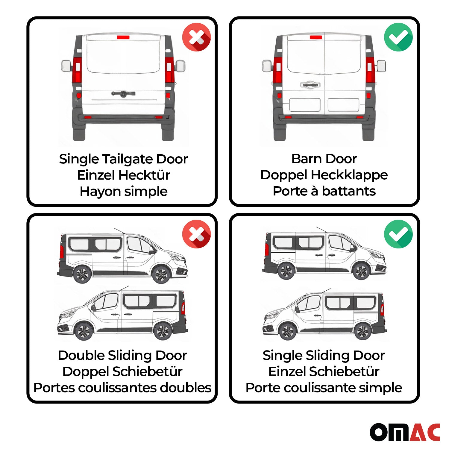 1992-2003 VW Eurovan Side Curtain Behind Driver 1x Sliding Door 1x Barn Door 1x