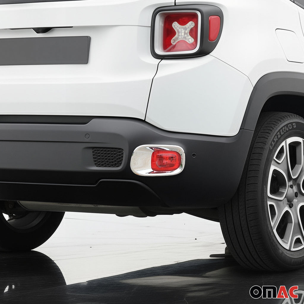 2015-2024 Jeep Renegade Trunk Reflector Frame Trim Chrome Silver 2Pcs